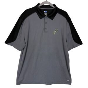 NBA TX3 Cool San Antonio Spurs Polo Shirt Men's XL Gray Black Raglan Sleeve